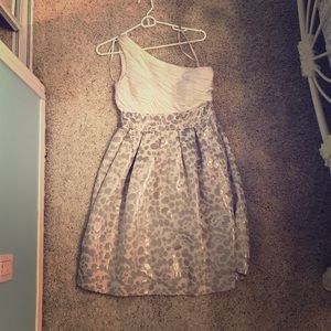 Formal One-strap Cream and Silver Dress