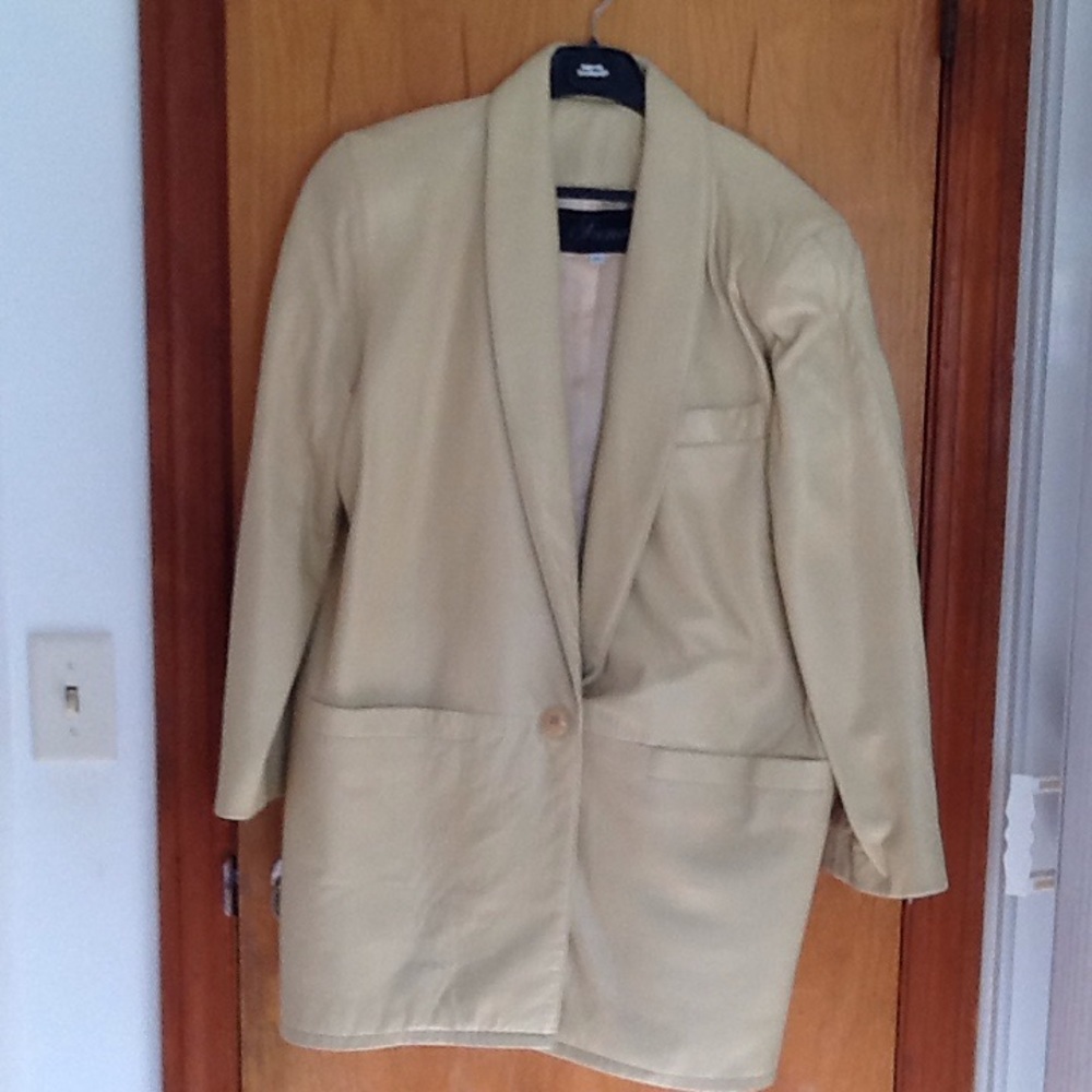 Leather jacket or coat, beige