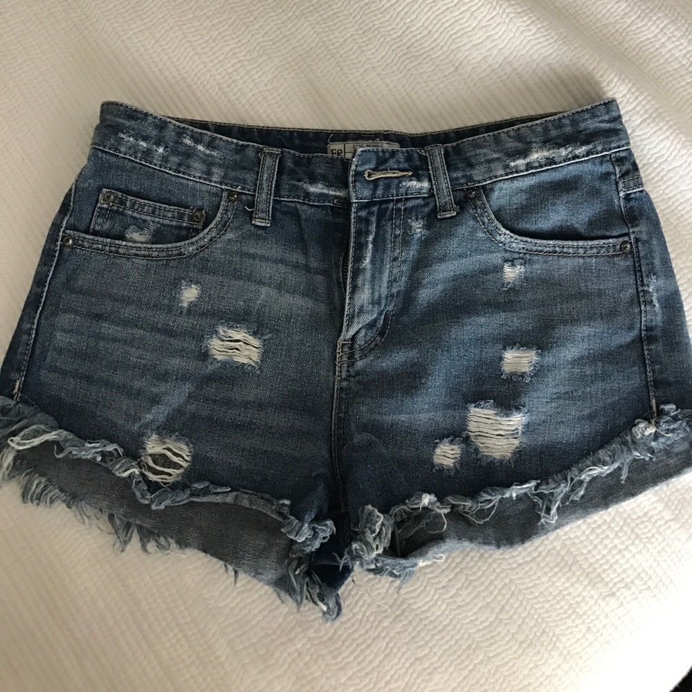 Free People Distressed denim shorts, size 26