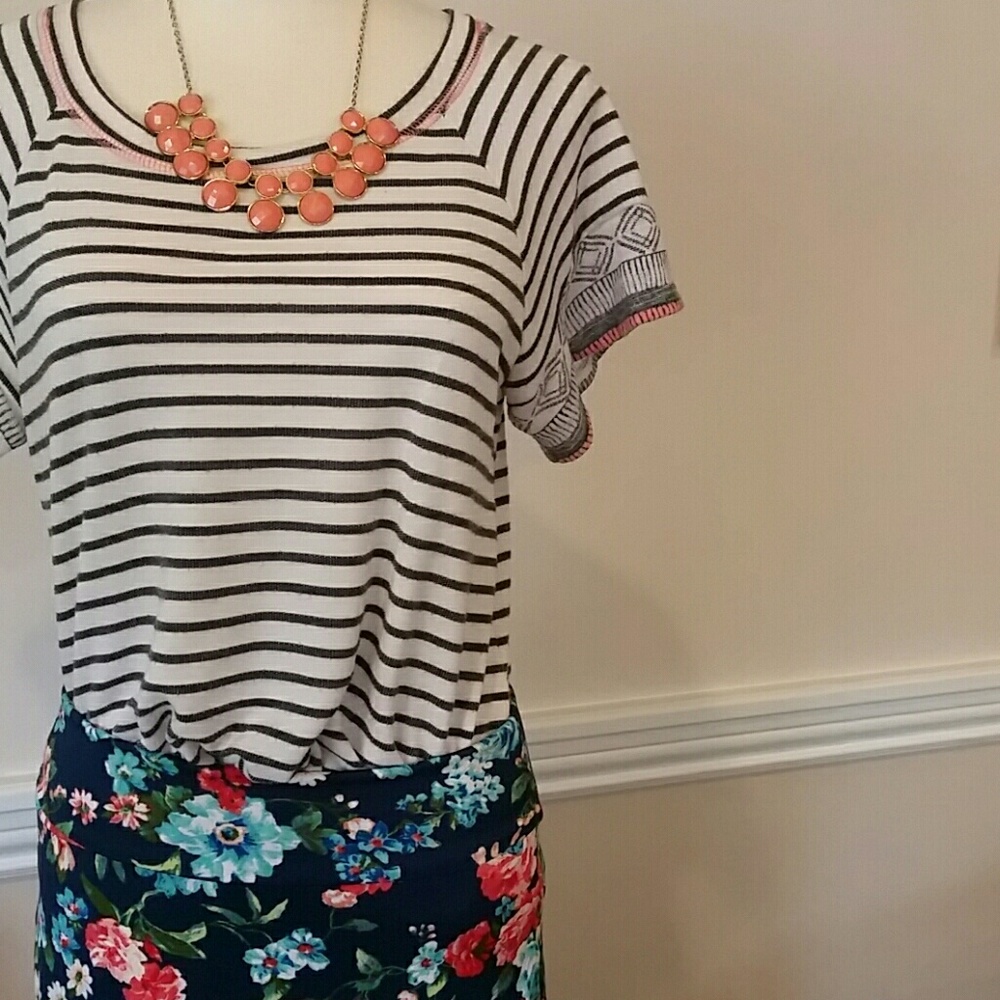 Navy floral maxi skirt