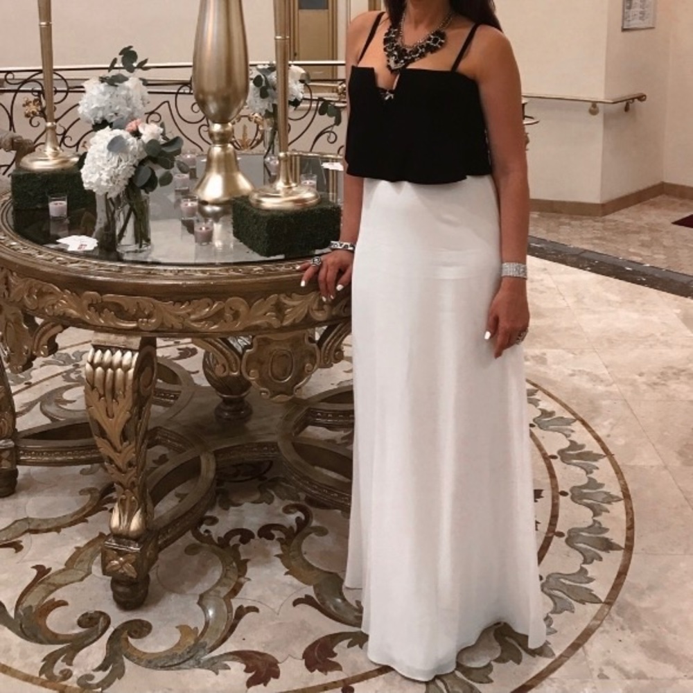 black and white, BCBG dress prom dress