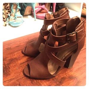 Brown chunky heels