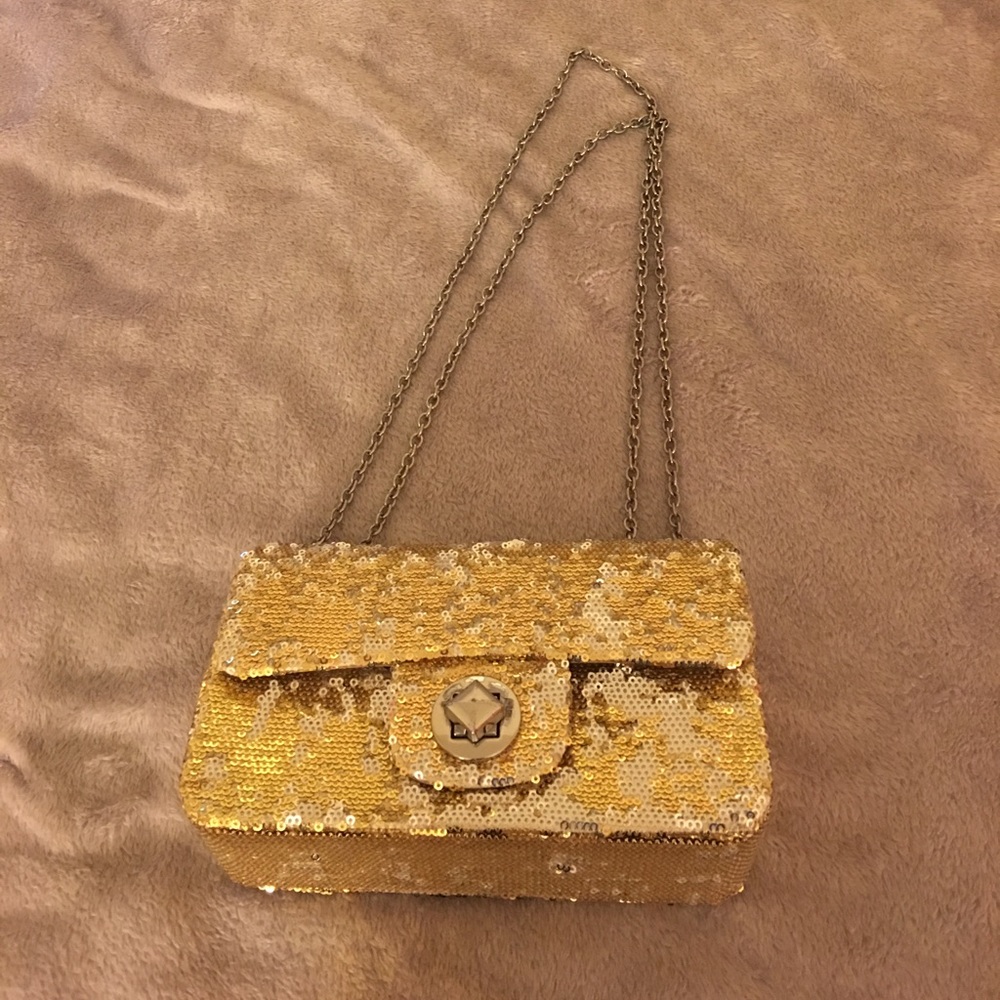 Gold sequins shoulder bag