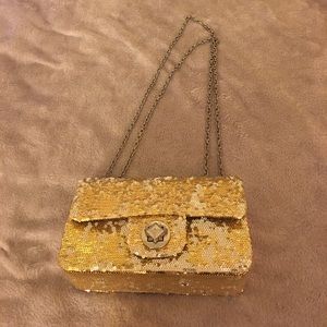 Gold sequins shoulder bag