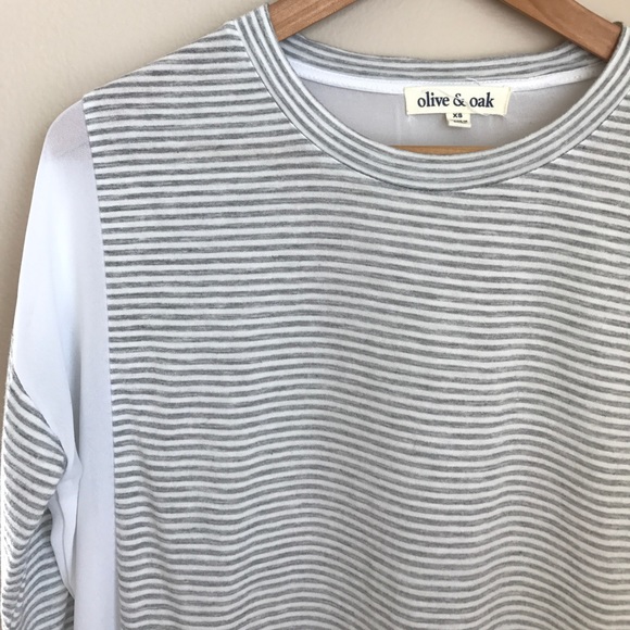 Olive & Oak Tops - Oak & Olive | Grey & white striped top