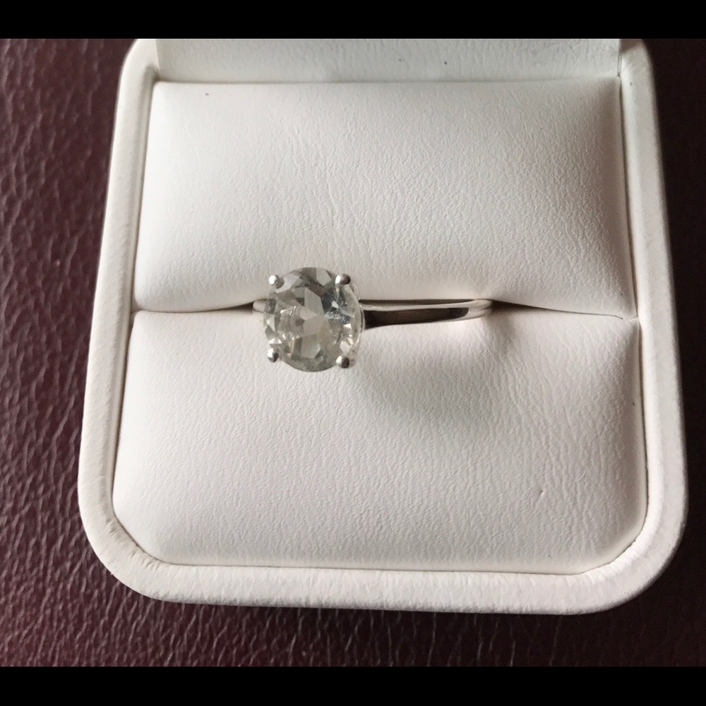 Green Amethyst & Sterling Solitaire Ring 8 - Picture 5 of 6