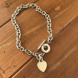 Tiffany Heart Charm Toggle Link Necklace