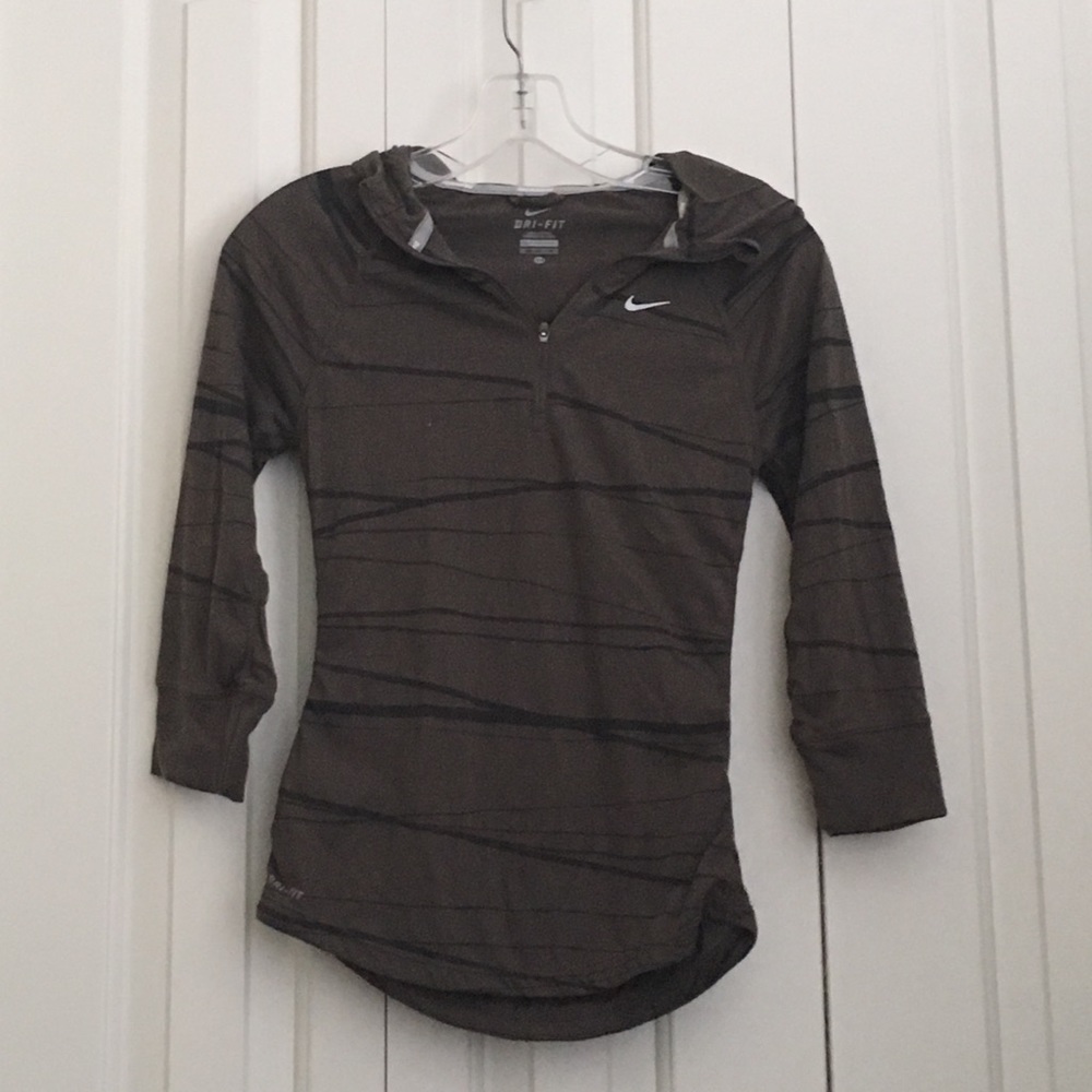 Brown Nike dri-fit side striped sweater