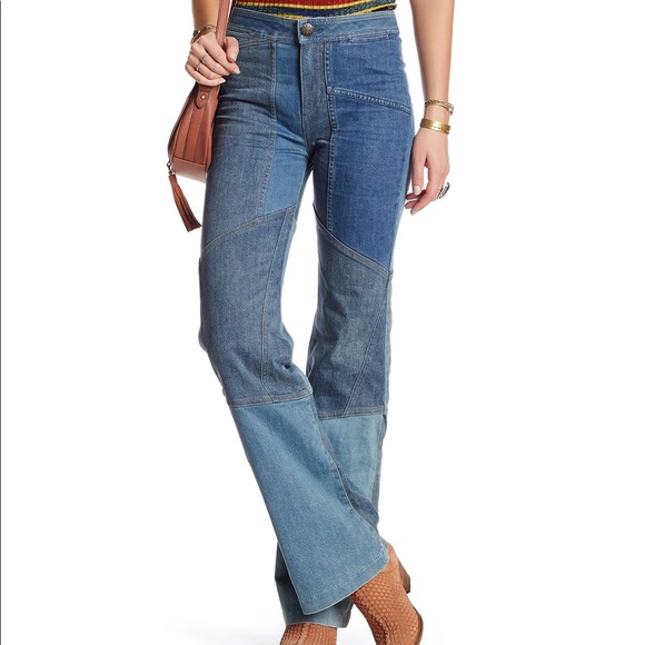 Free People Denim - Free People Patchwork Hippie Flare Jeans