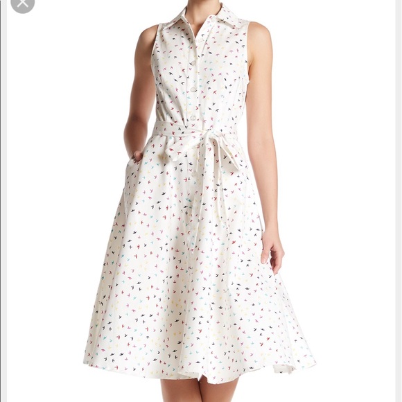 chetta b Dresses & Skirts - Chetta B fit & flare bird dress retro white  12