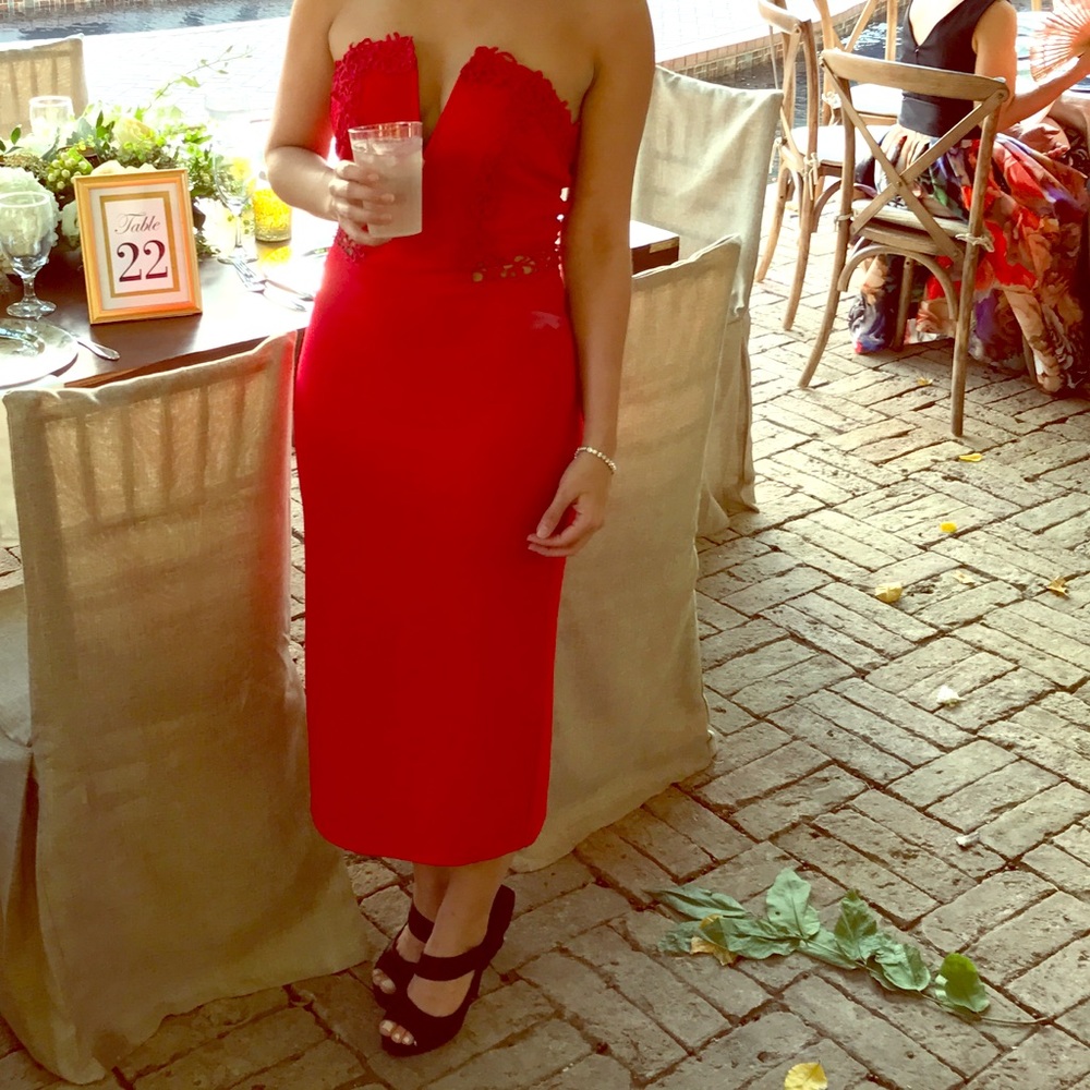 Red Strapless sweetheart dress