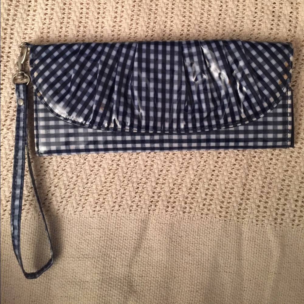 Blue Plaid Wristlet Wallet