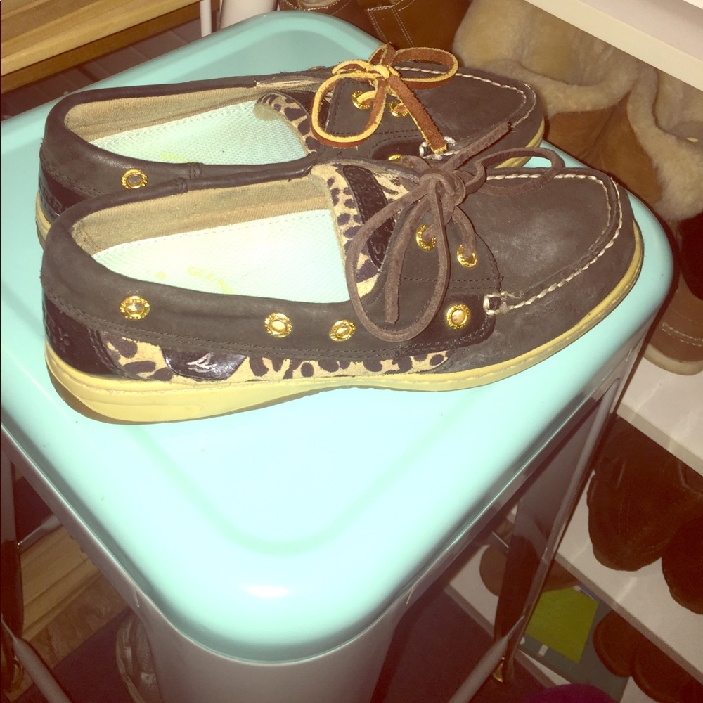 Sperrys leopard print boat shoe