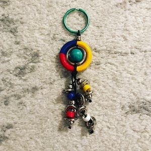 Colorful wooden beaded dangle keychain