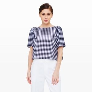 Club Monaco Gingham Tie Top