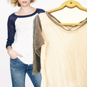 J. Crew White & Gray Baseball Tee