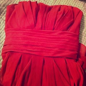 Strapless red midi dress