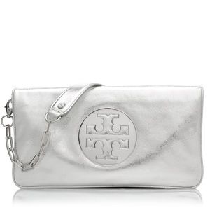 Tory Burch Bombe Reva Metallic Clutch