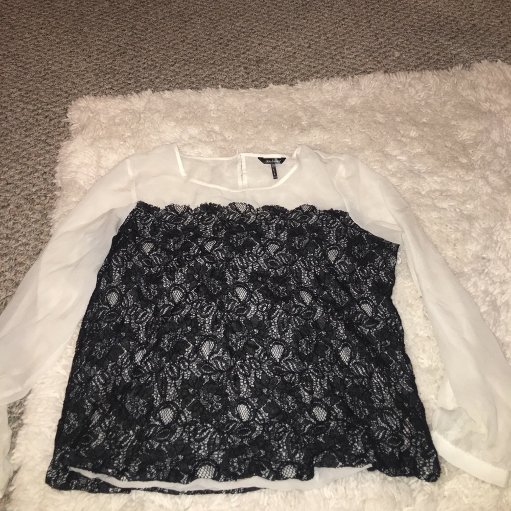 Sheer Black and White Blouse