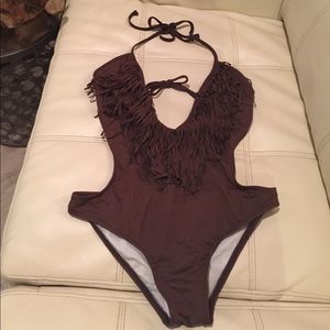 L*Space Stardust Fringe One Piece in Brown "S"