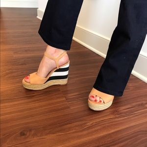 Kate Spade Deanne Natural Vacchetta wedge Sz 7