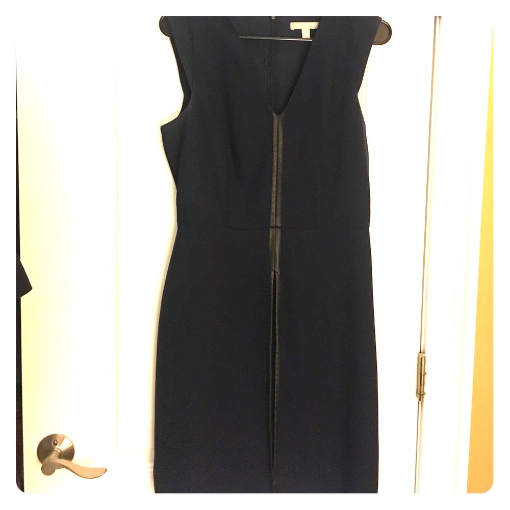 Banana republic dress navy with black leather trim