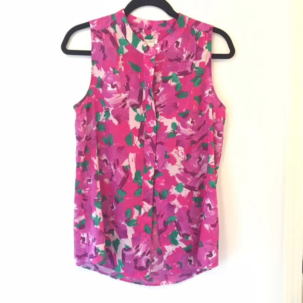 J. Crew watercolor sleeveless button down