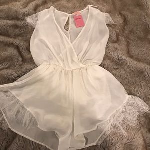 Sexy white silk/lace romper