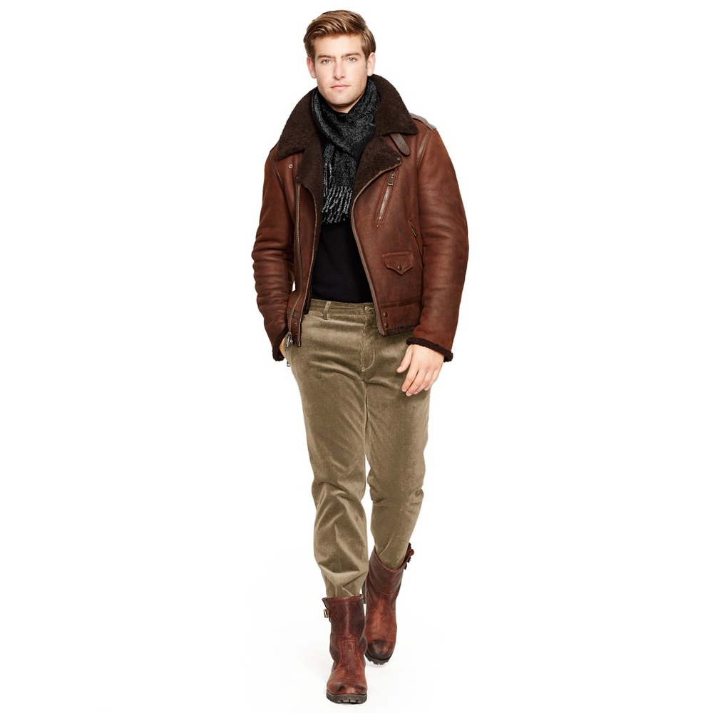 Ralph Lauren Leather Bomber Shearling Lined