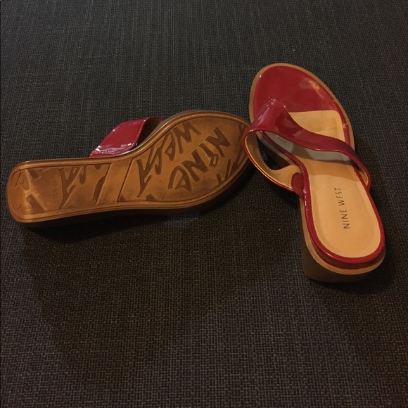 Nine West cherry red patent sandals. Size 6.5. - Picture 2 of 2