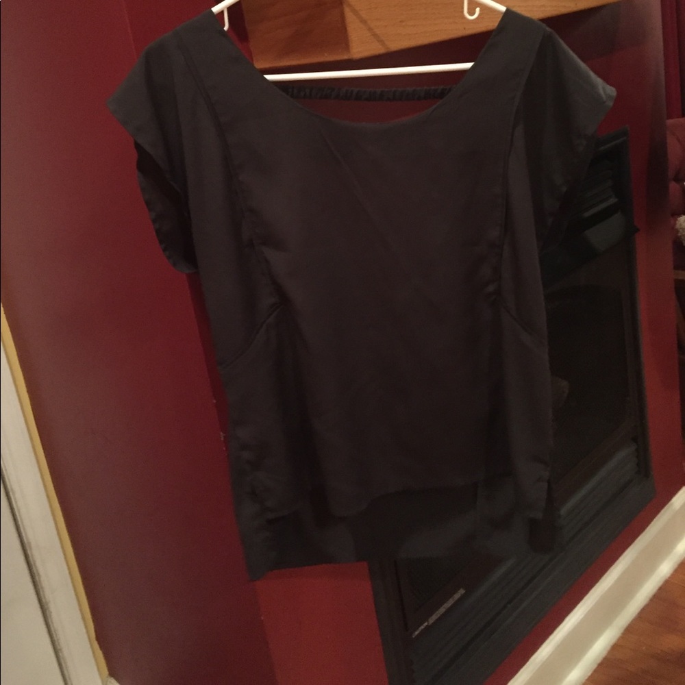 Dark grey almost black shirt with cut back