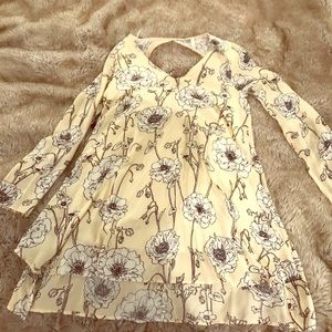 Cream floral high low tunic top