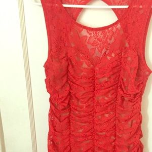 Red lace from dress