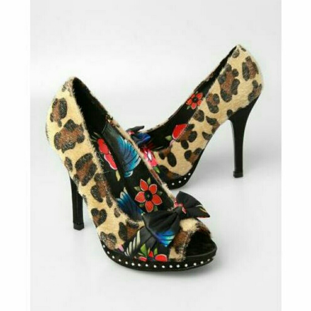 New Iron Fist leopard peep toe platform heels shoe - Picture 1 of 4