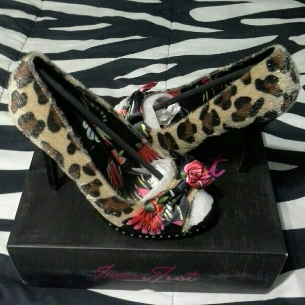 New Iron Fist leopard peep toe platform heels shoe - Picture 4 of 4