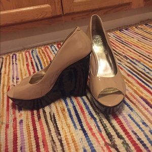 Black and beige wedges