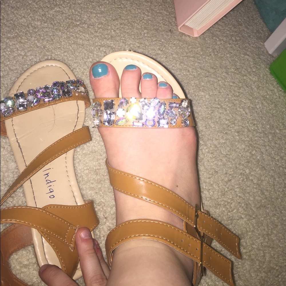 Jeweled wrap sandals!