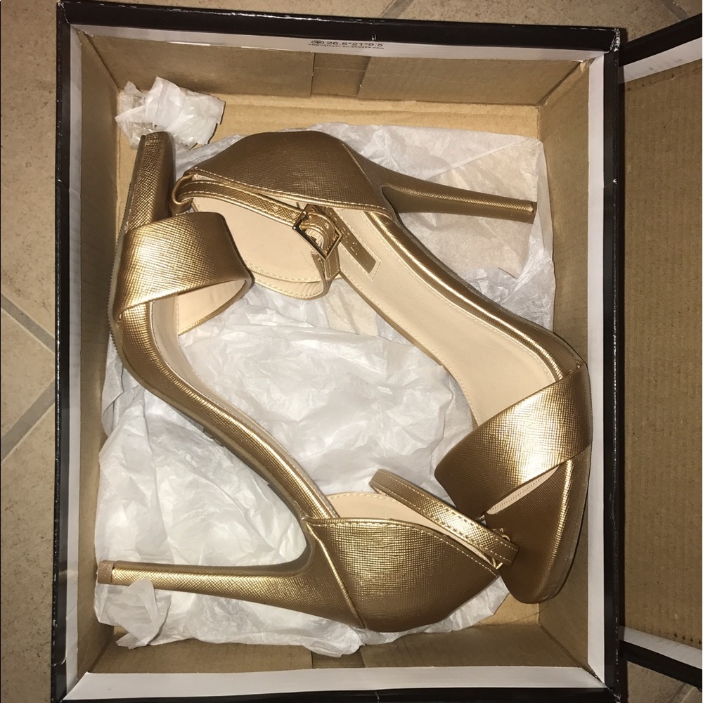 Metallic gold heels