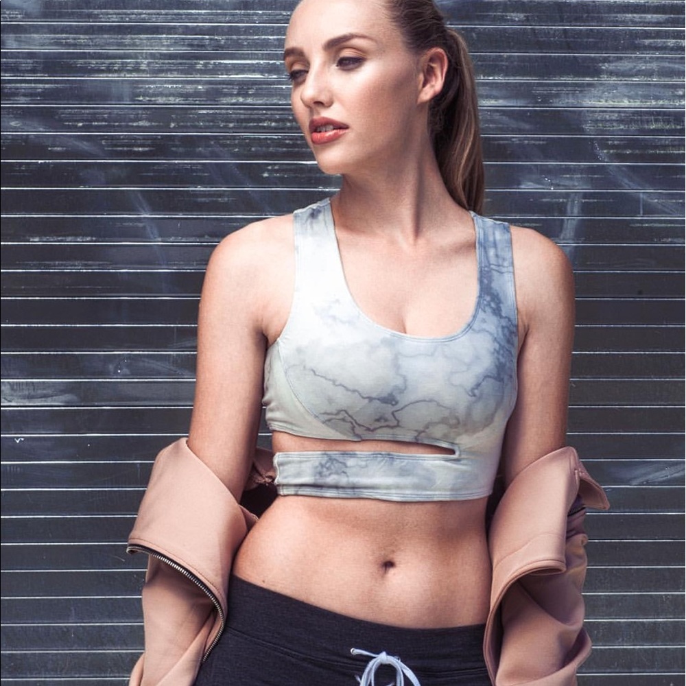 Marble Asymmetrical Sports Bra