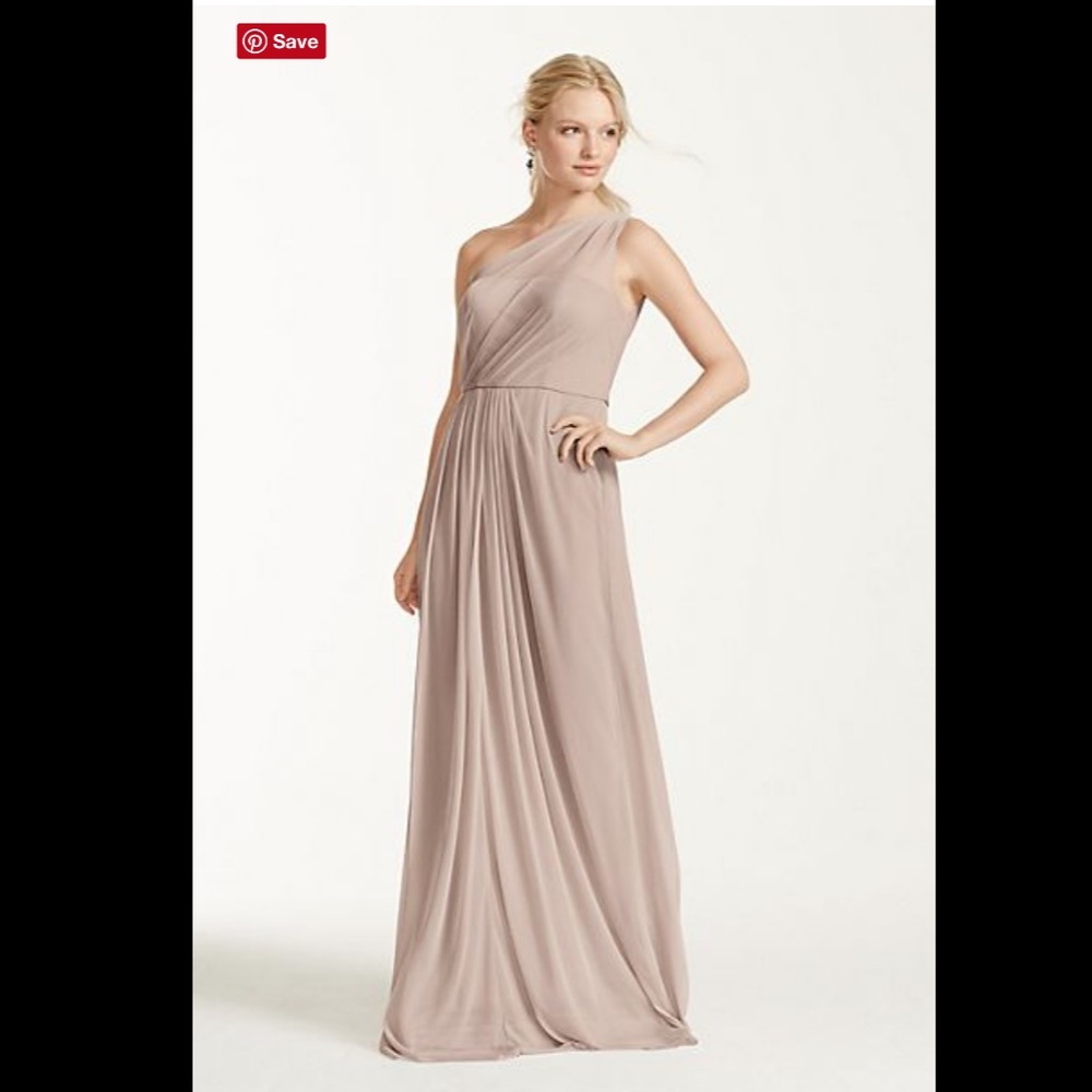 David's Bridal One Shoulder Gown