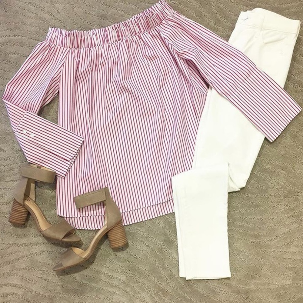 Off the shoulder Red and white