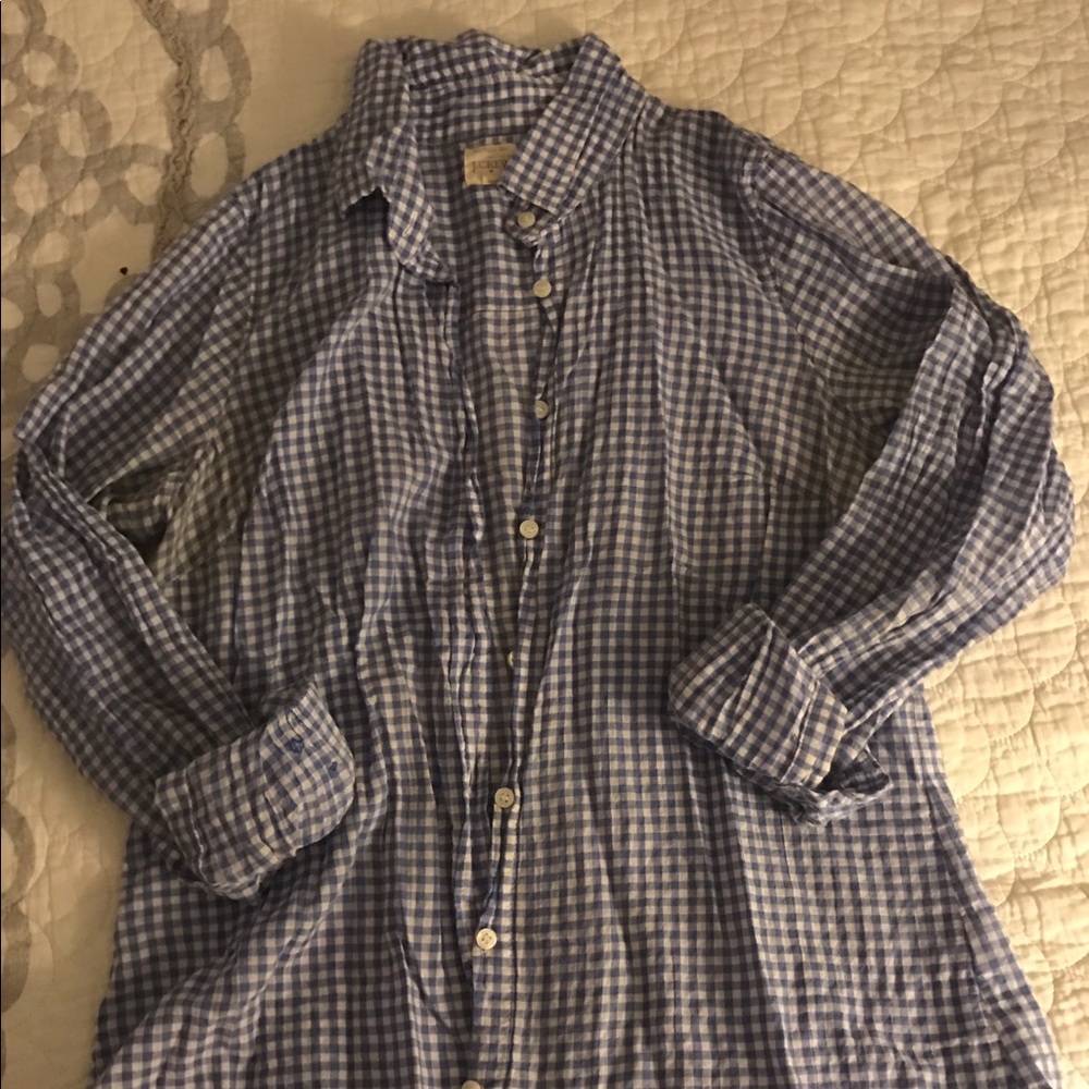 Blue and White Checked Button Down from J.Crew
