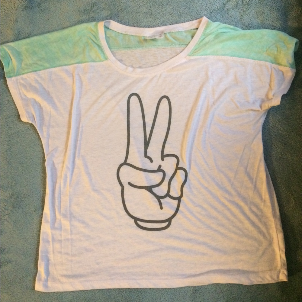 A peace sign shirt sleeve shirt