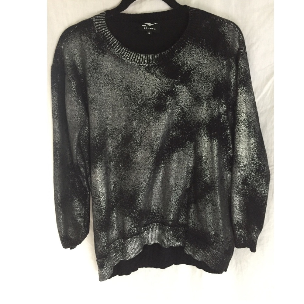 Y LONDON metallic silver spraypaint cotton pullovr