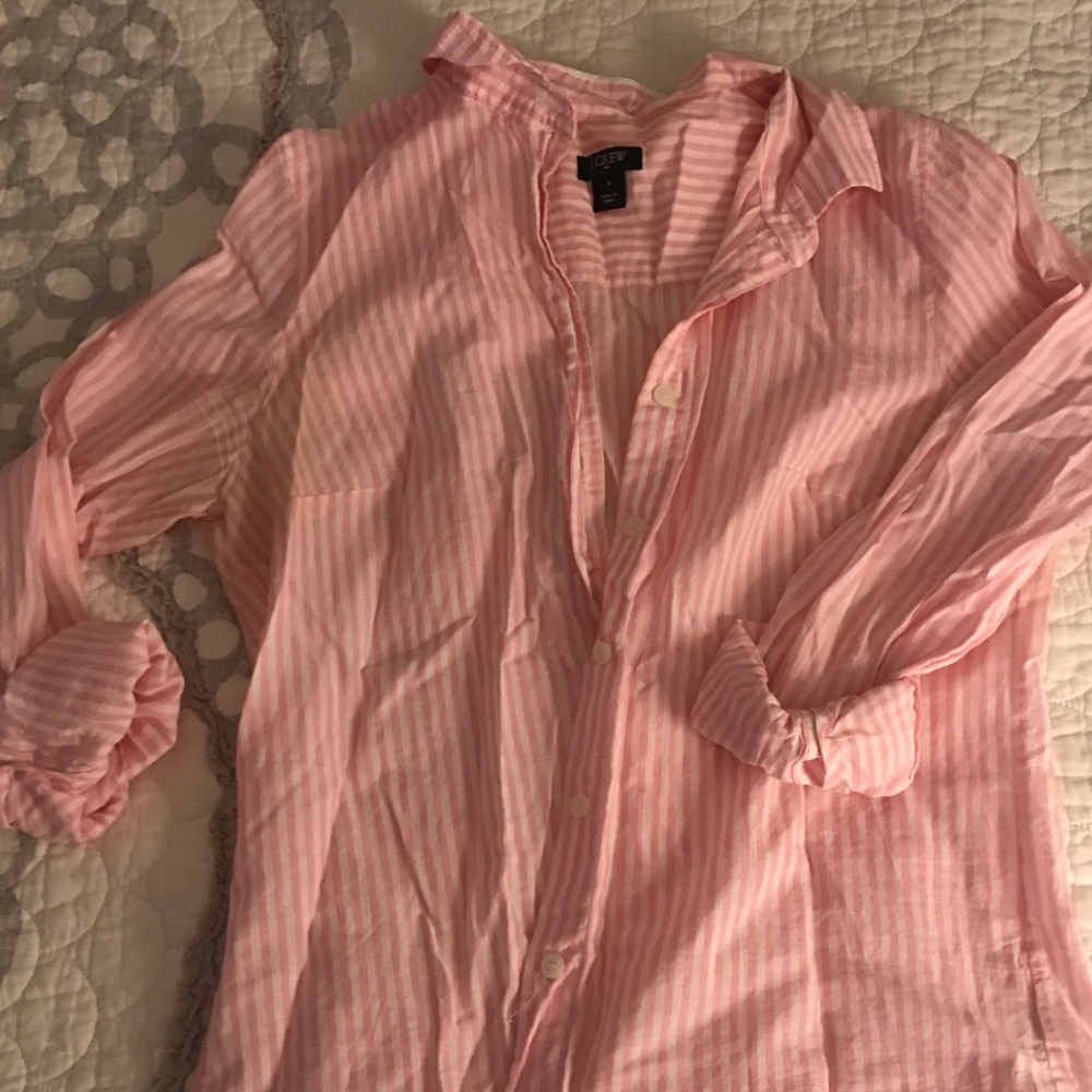 Pink and White Striped Button Down from J. Crew