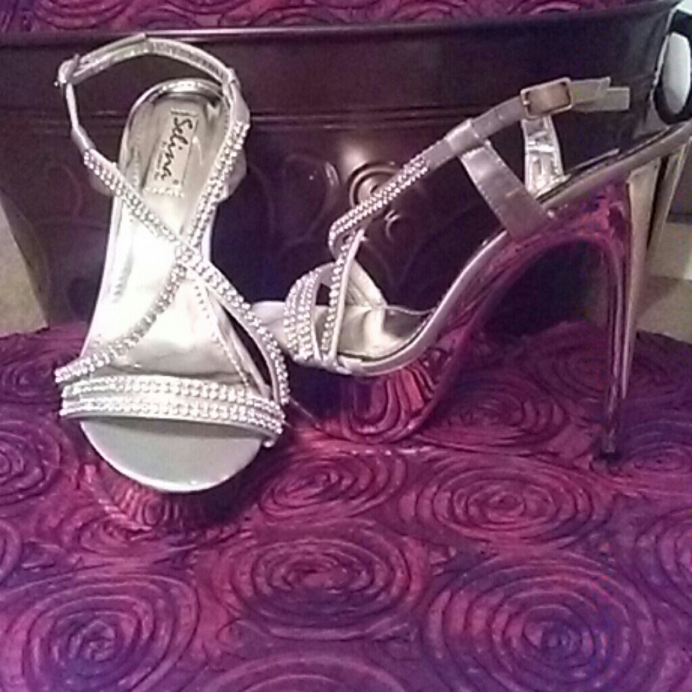 Silver Diamond studded heels