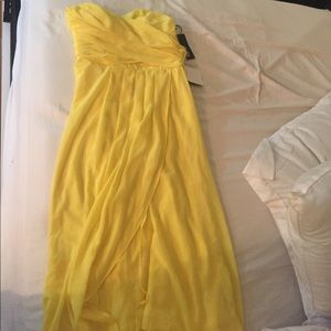 NEW!! strapless hi-low dress with fitted waist