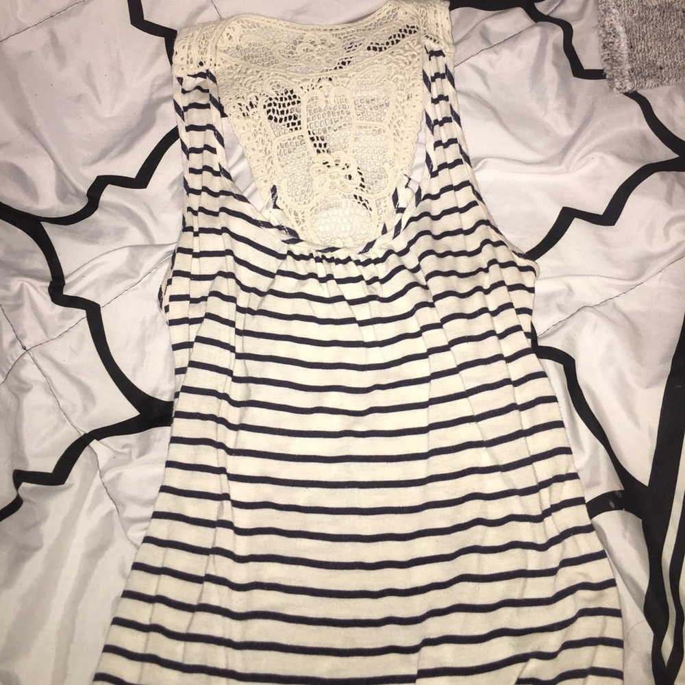 Crochet back striped tank