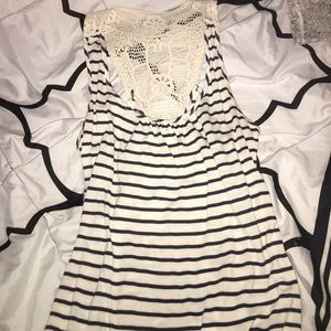 Crochet back striped tank