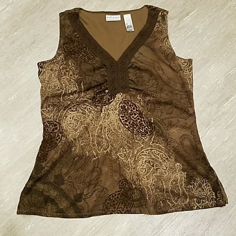 Brown Sleeveless Blouse